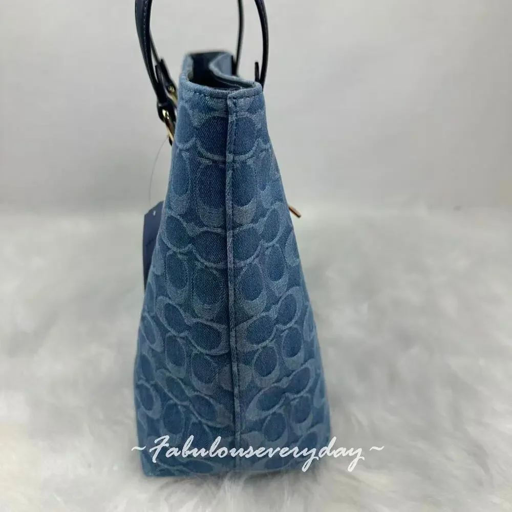 Coach Station Tote Bag In Signature Denim CDB88 Denim/Gold/Indigo NWT